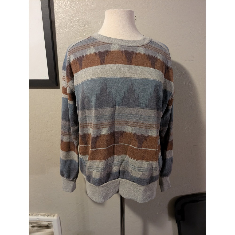 PrAna womens pullover sweater brown blue gray‎ size M